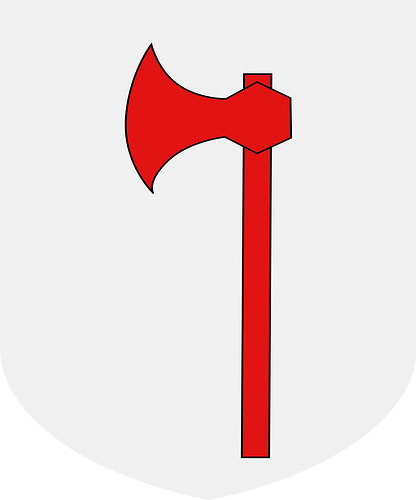 argent an axe gules