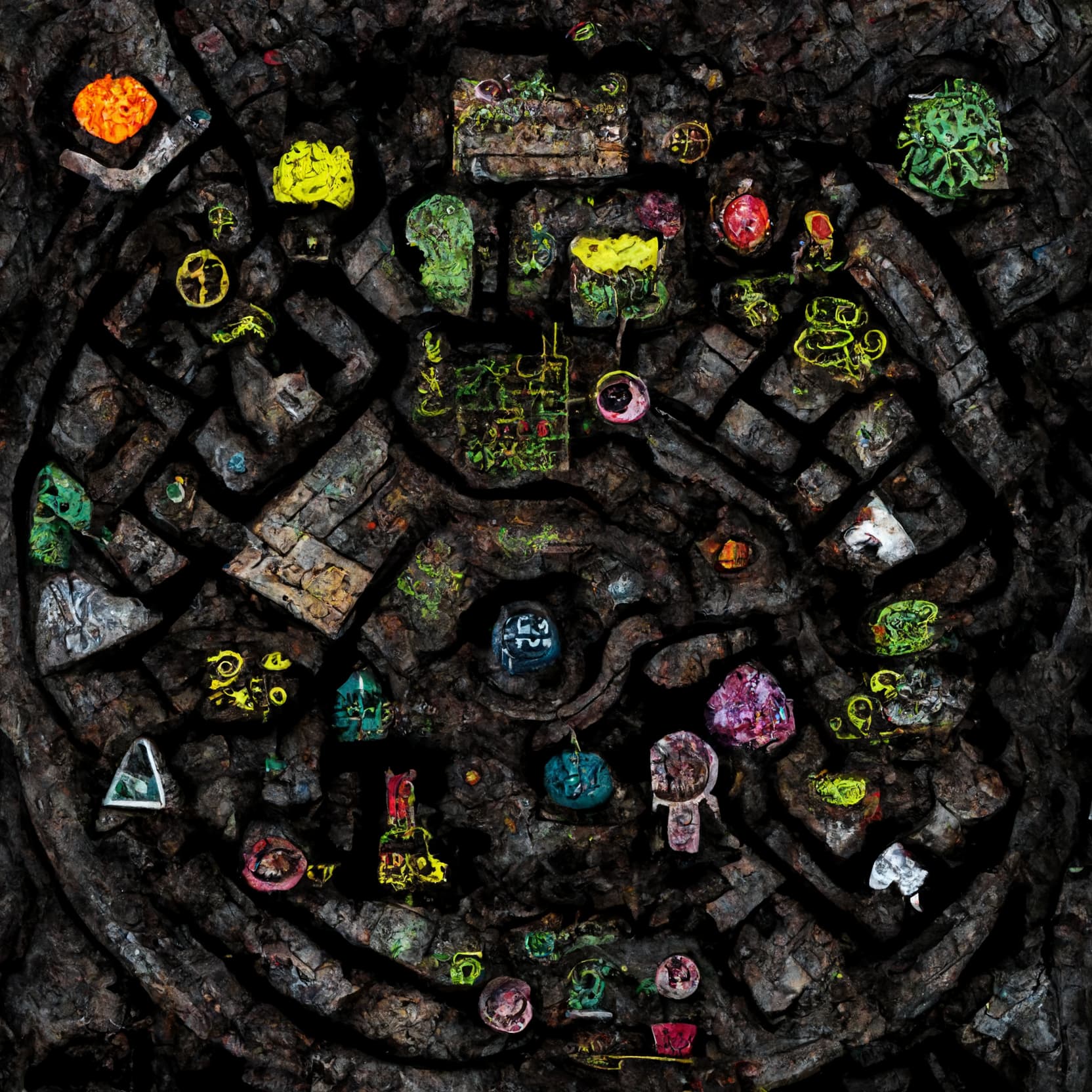 270ccf02-4faf-4ce4-8719-1d59189a2c0e_Gardens_usable_coloured_megadungeon_map_annotated_with_traps_and_monster_symbols_and_surrounding_environment